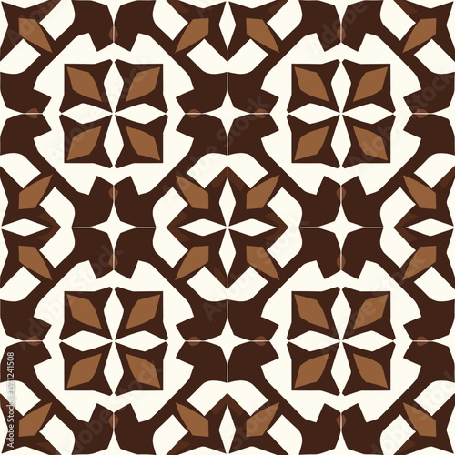 Rustic Moroccan tile pattern in beige clay tones with paper cut style