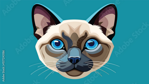 Siamese cat face with striking blue eyes feline animal