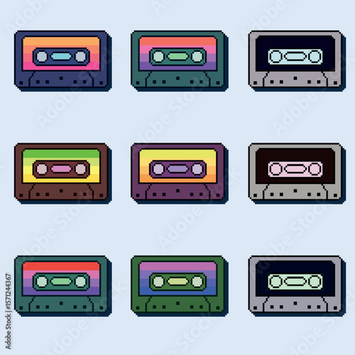 cassettes pixel style set
