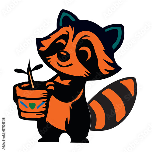 Raccoon Tulip on white background 