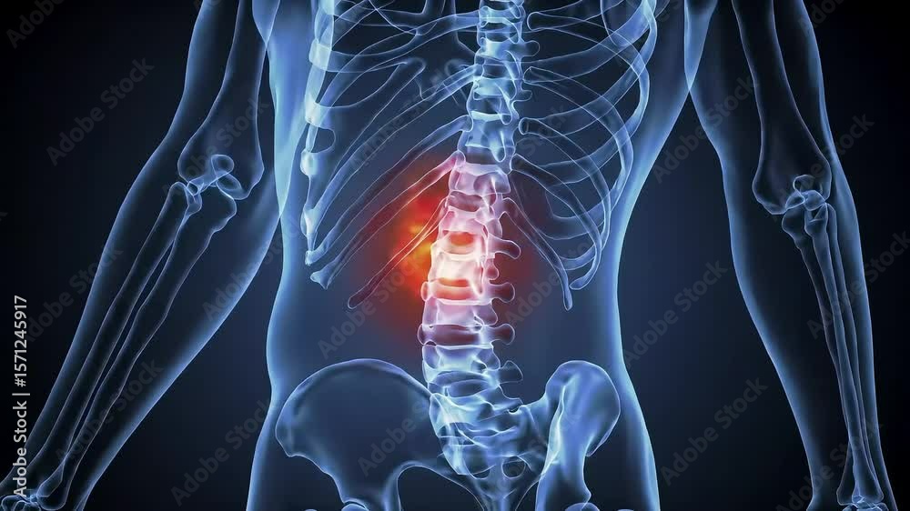 Lumbar spine anatomy x ray illustrating lower back pain and medical ...