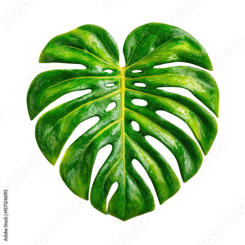 Vibrant Monstera Leaf Isolated on White Background for Design Use