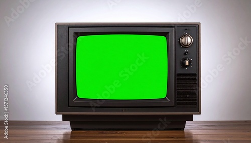 old tv with green screen