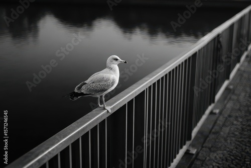 gull poised for a meal on the bridge