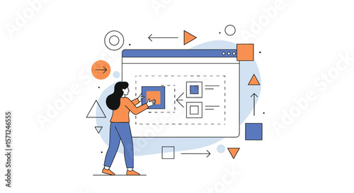 User interacting with web interface for application development and design process