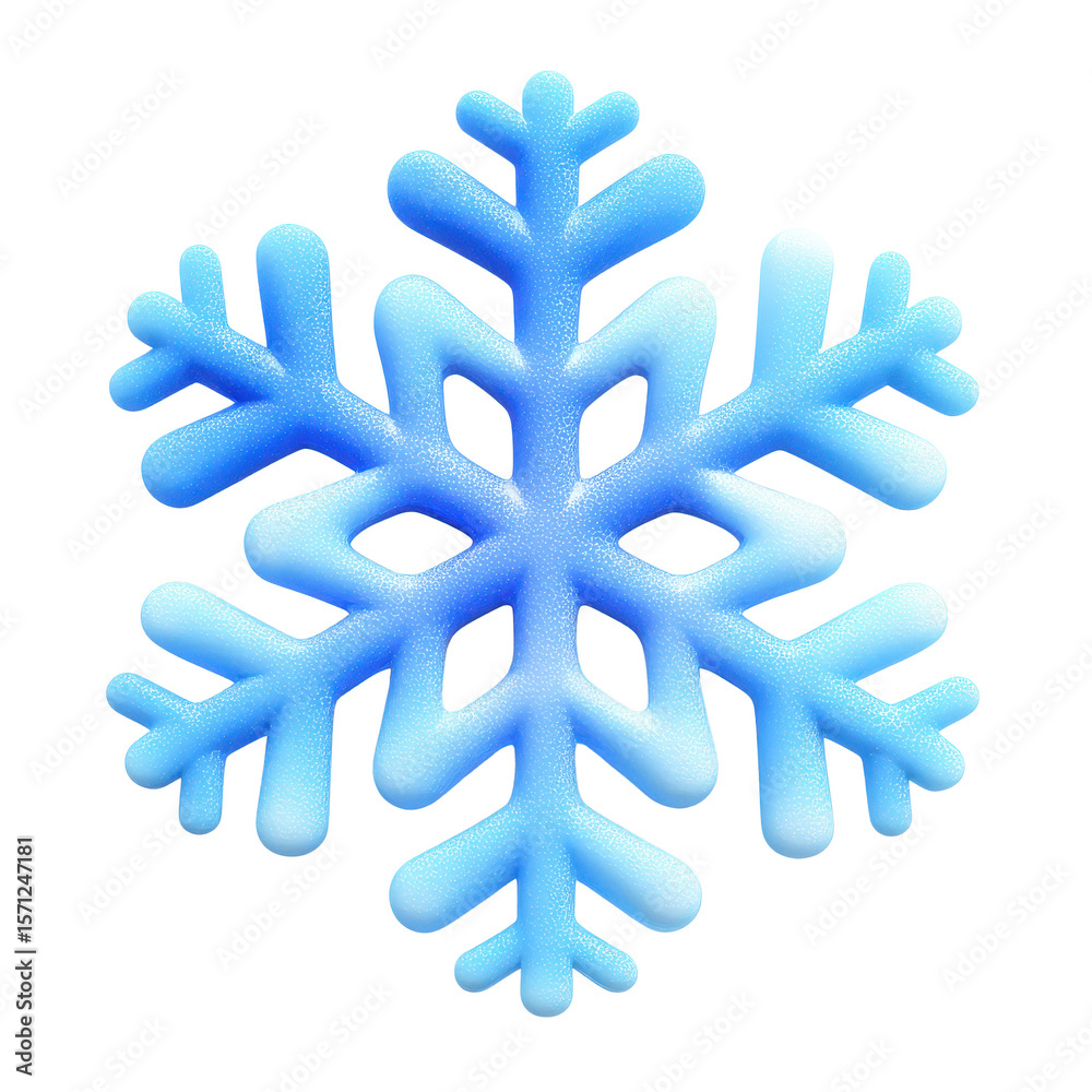 Blue and White Snowflake Design with Frosty Texture and Shape Blue and White Snowflake Design with Frosty Texture and Shape
