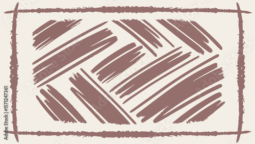 Vector Abstract painting with rectangular shape filled with textured brush strokes