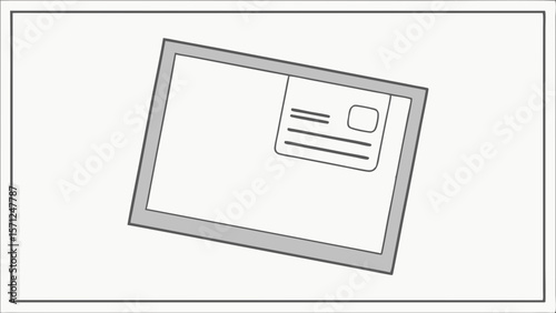 Vector Plain white rectangle is enclosed within slight gray border, featuring tilted envelope design