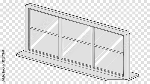 Vector Rectangular glass panel with subtle internal dividers, ideal for modern spaces