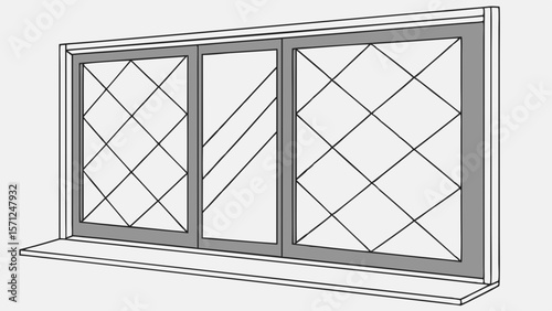 Vector Vector Rectangular grey glass panel features diagonal design, showcasing modern window style