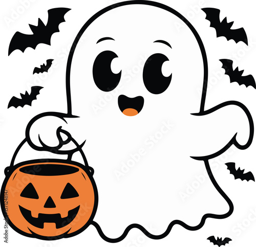 A cute cartoon ghost Transparent png vector 