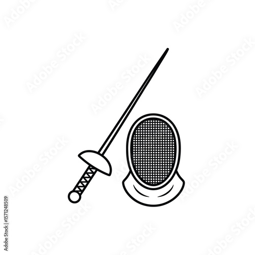 Fencing foil and mask icon representing the sport of fencing