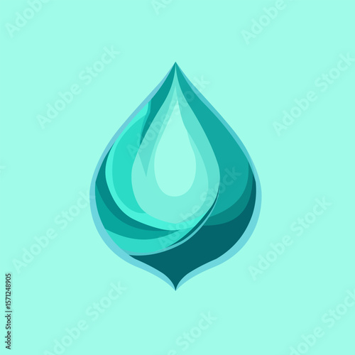 Water drop logo. Vector illustration of a drop of water in flat style.