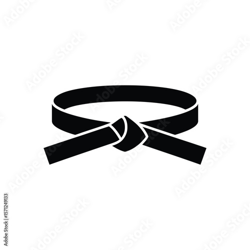 Black martial arts belt tied in a knot isolated on white background