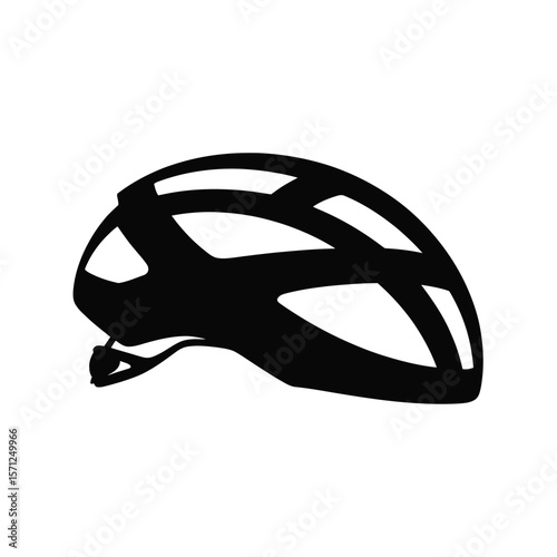 Black silhouette of a modern bicycle helmet with ventilation slots