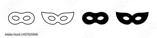 Eye mask icon set. Superhero face mask symbol. Vector illustration. 