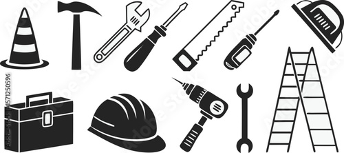Vector Illustration of Construction Tools and Equipment