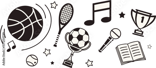 Celebrating Achievements in Sports, Music, and Arts in vector