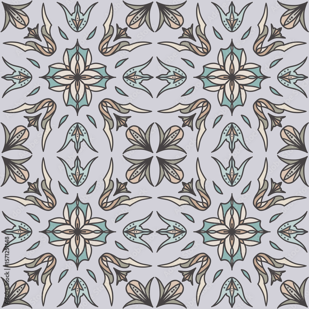 Fototapeta premium Decorative seamless pattern. A pattern of tiles