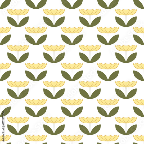 Vector seamless pattern with flowers. Botanical seamless pattern 