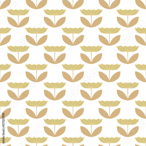 Vector seamless pattern with flowers. Botanical seamless pattern 