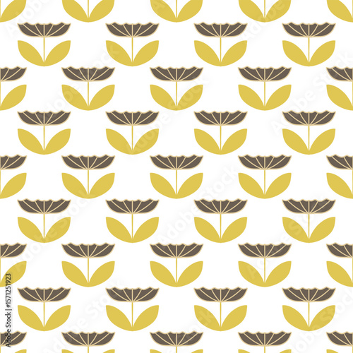 Vector seamless pattern with flowers. Botanical seamless pattern 