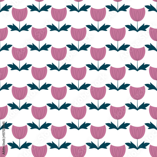 Vector seamless pattern with flowers. Botanical seamless pattern 