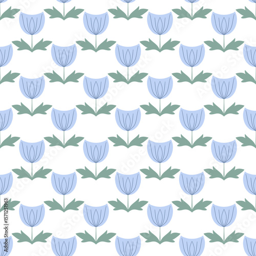 Vector seamless pattern with flowers. Botanical seamless pattern 