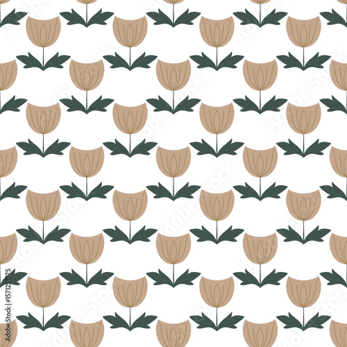 Vector seamless pattern with flowers. Botanical seamless pattern 