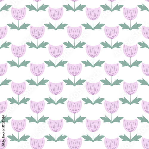 Vector seamless pattern with flowers. Botanical seamless pattern 