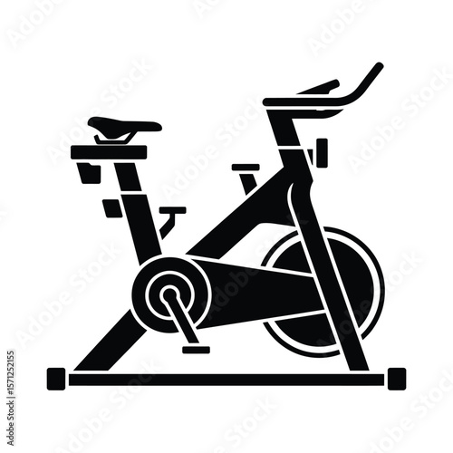 Black silhouette of a modern stationary exercise bike for indoor cycling workouts
