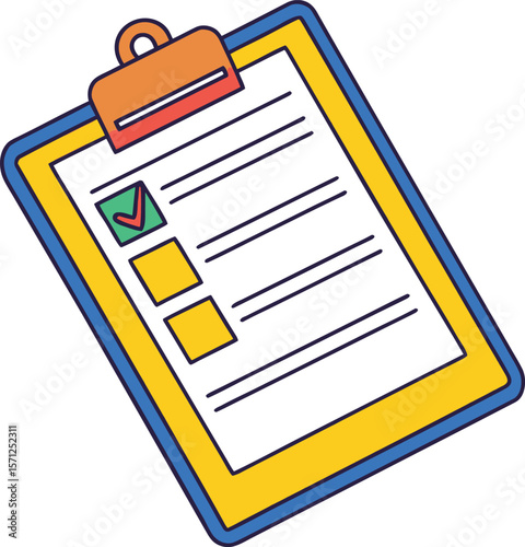Checklist clipboard with completed task and blank entries paper writing