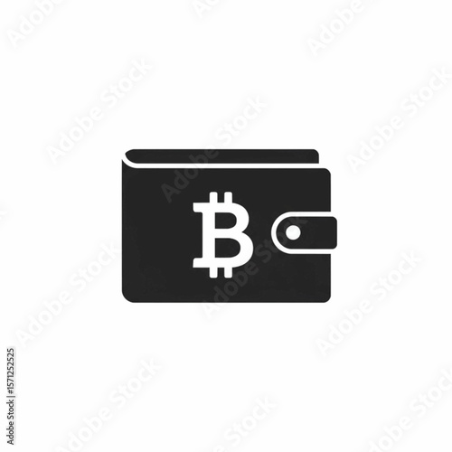 Simple Glyph Wallet Containing Crypto Currency Bitcoin Symbol Illustration