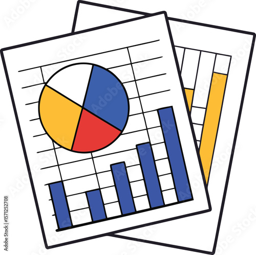Colorful Charts And Graphs On Paper data analysis