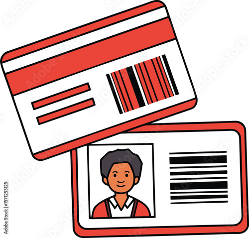 Identification cards with person portrait and barcodes vector