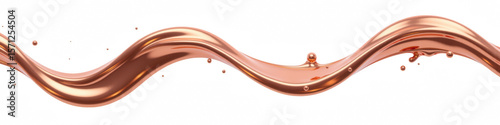 Flowing wave of copper liquid creates smooth and elegant design, showcasing its shiny surface and dynamic movement