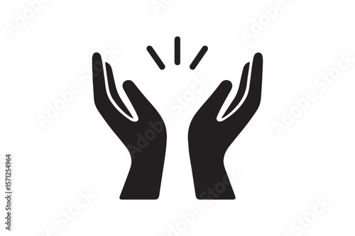 Blessing Sign silhouette vector art illustration on white background