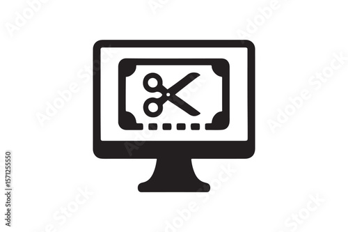 Digital Coupon Icon silhouette vector art illustration on white background