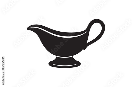 Gravy Boat silhouette vector art illustration on white background