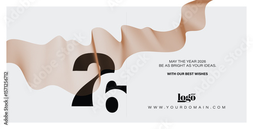 2026 logo and premium wish card with leaf style. Happy new Year.
