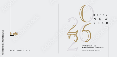 2026 logo and premium wish card with leaf style. Happy new Year.