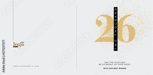 2026 logo and premium wish card with leaf style. Happy new Year.