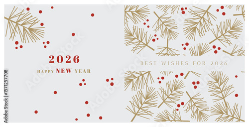 2026 logo and premium wish card with leaf style. Happy new Year.