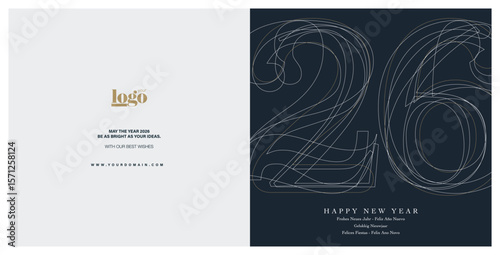 2026 logo and premium wish card with leaf style. Happy new Year.