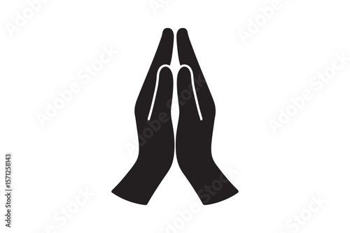 Prayer Hands silhouette vector art illustration on white background