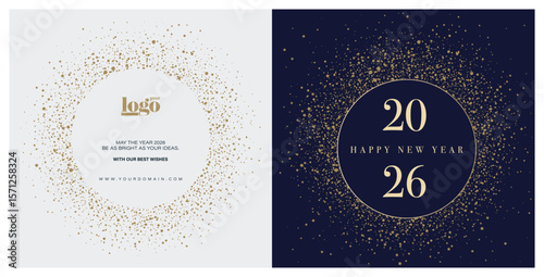 2026 logo and premium wish card with leaf style. Happy new Year.