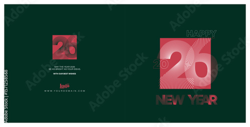 2026 logo and premium wish card with leaf style. Happy new Year.