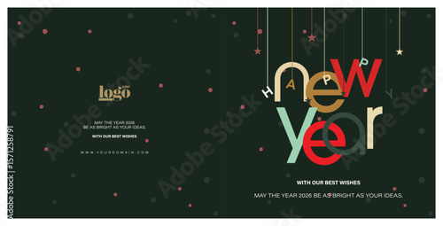 2026 logo and premium wish card with leaf style. Happy new Year.