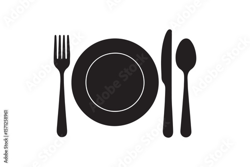 Table Setting silhouette vector art illustration on white background