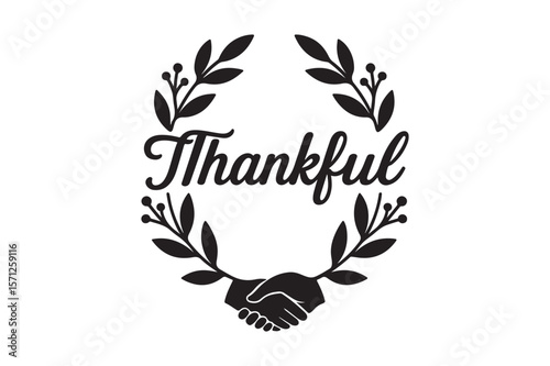Thankful Wreath silhouette vector art illustration on white background
